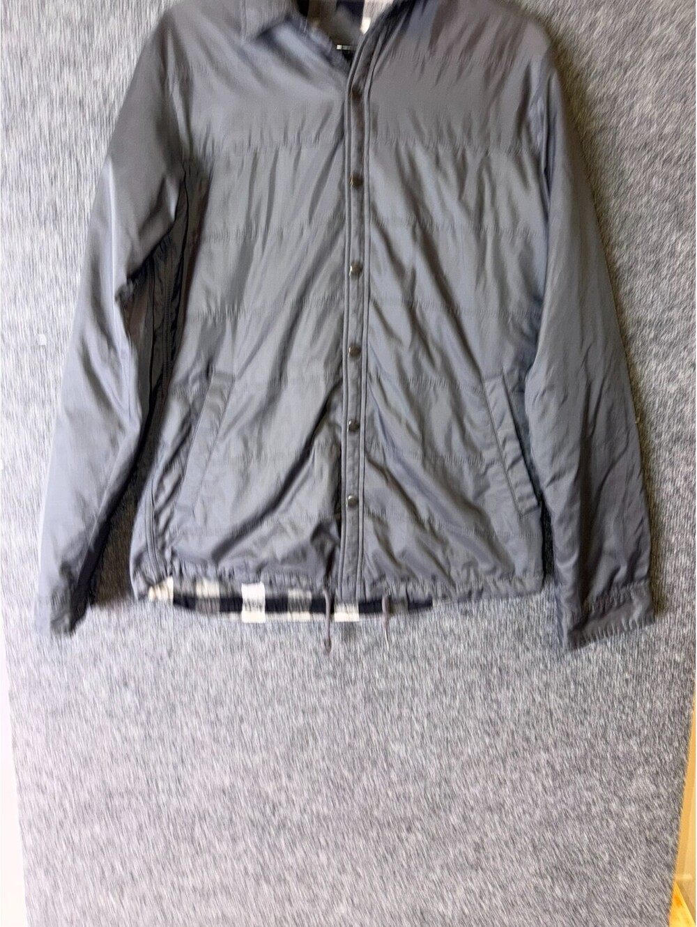 Dickies Mens Medium Gray Quilted Snap Front Jacket Flannel Lined Coaches Shirt